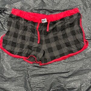 Lazy One Black and Red Plaid Shorts